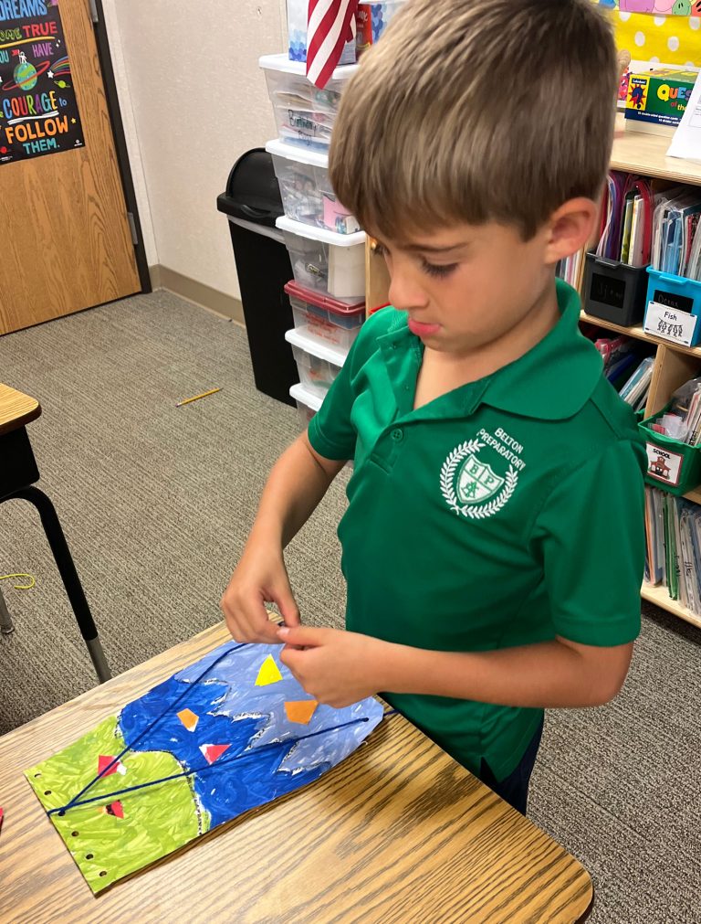 Child working on a painting